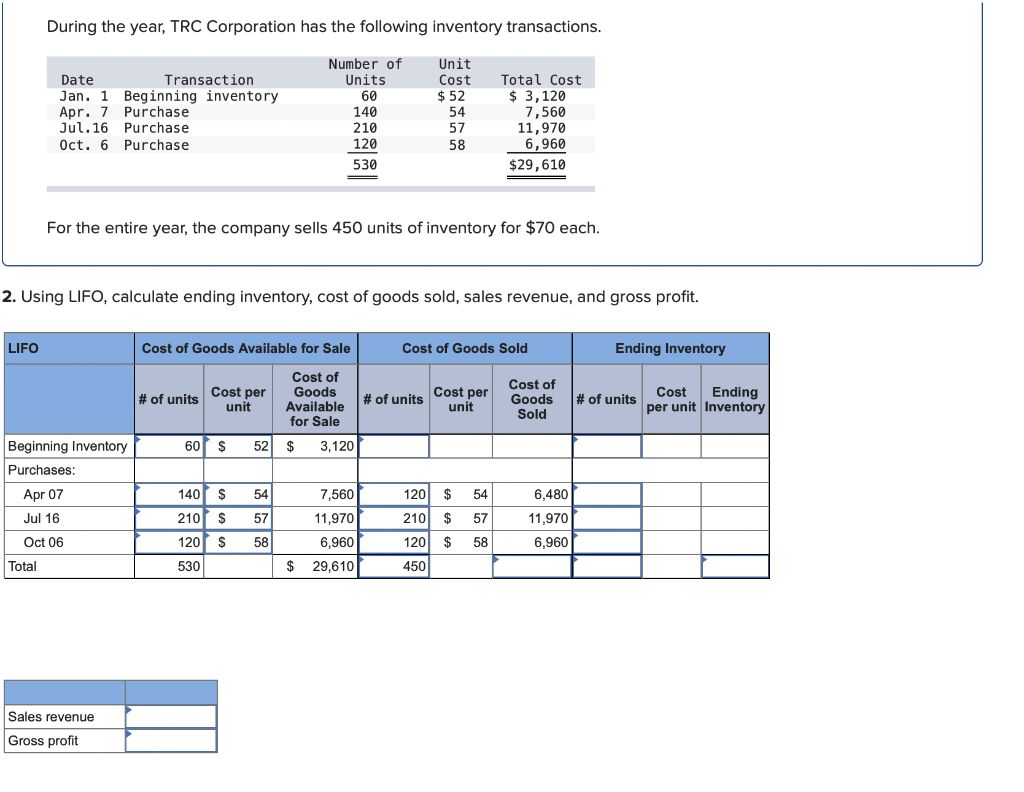 Solved During The Year, TRC Corporation Has The Following | Chegg.com