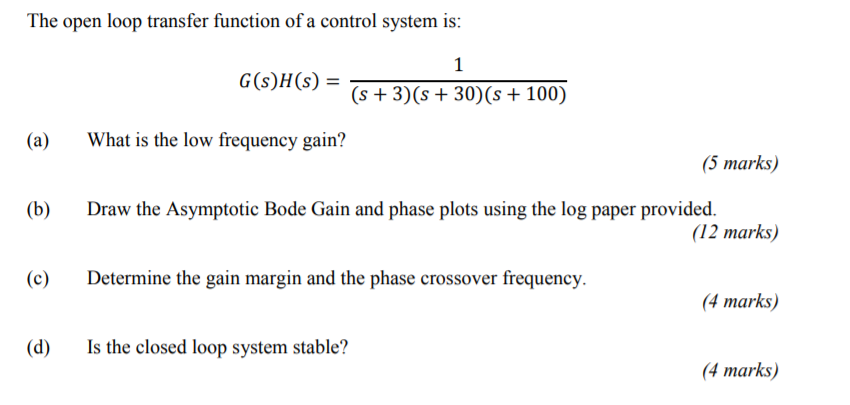 Solved The open loop transfer function of a control system | Chegg.com