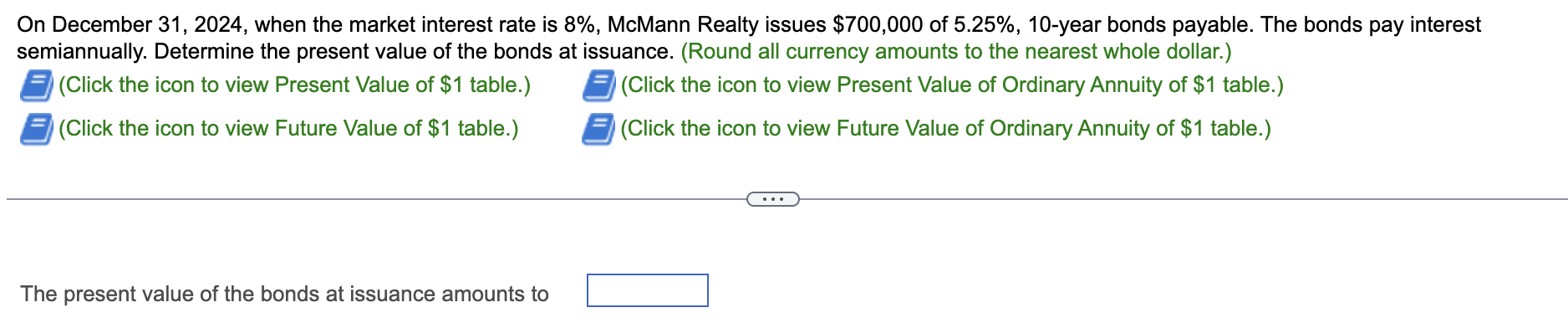 Solved On December 31,2024 , when the market interest rate | Chegg.com