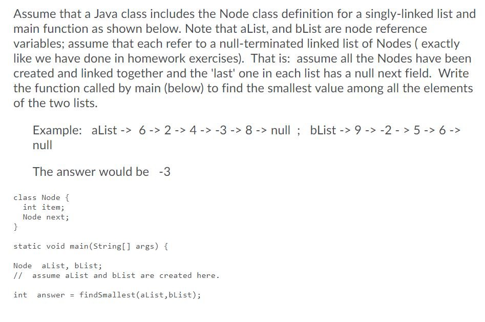 Solved Assume that a Java class includes the Node class | Chegg.com