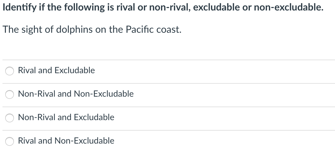 Solved Identify If The Following Is Rival Or Non Rival Chegg Com