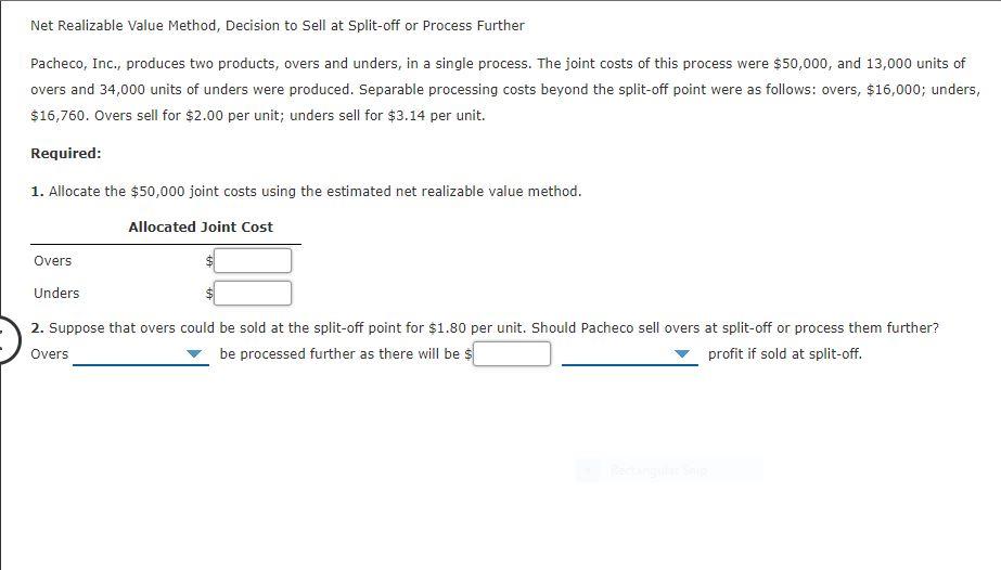 Solved Net Realizable Value Method, Decision to Sell at | Chegg.com