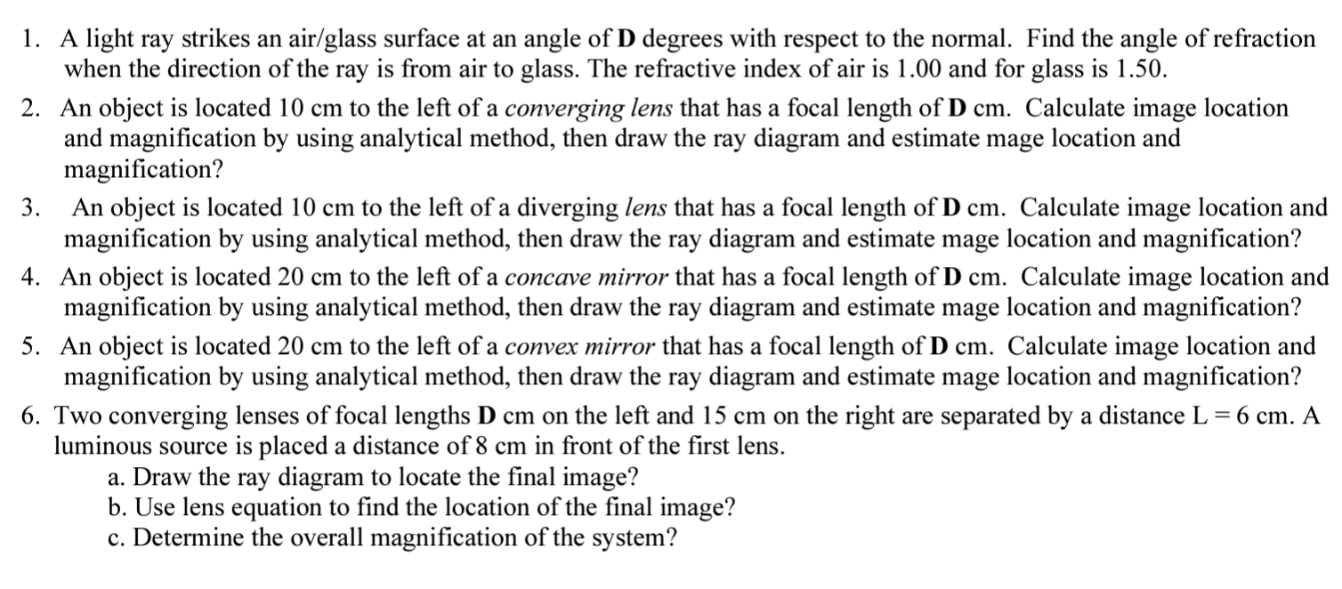 Solved 1. A Light Ray Strikes An Air Glass Surface At An 