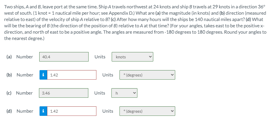 Solved Two Ships, A And B, Leave Port At The Same Time. Ship | Chegg.com