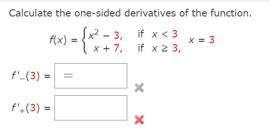 Solved Calculate the one-sided derivatives of the function. | Chegg.com