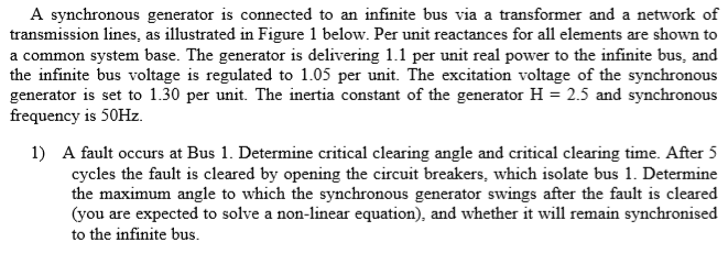 Solved A synchronous generator is connected to an infinite | Chegg.com