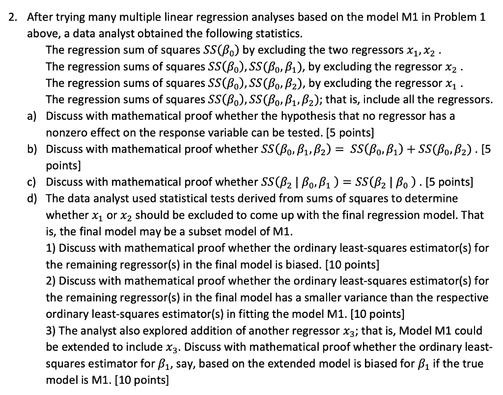 Solved 2. After Trying Many Multiple Linear Regression | Chegg.com