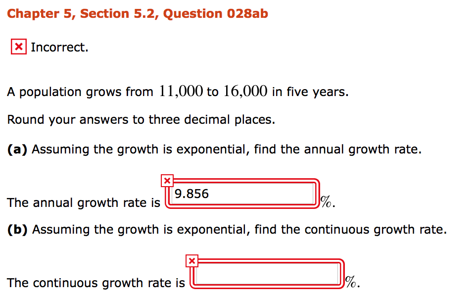 Solved Chapter 5, Section 5.2, Question 028ab * Incorrect. A | Chegg.com