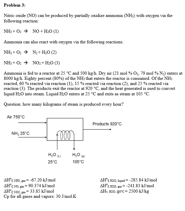 Problem 3 Nitric oxide (NO) can be produced by | Chegg.com