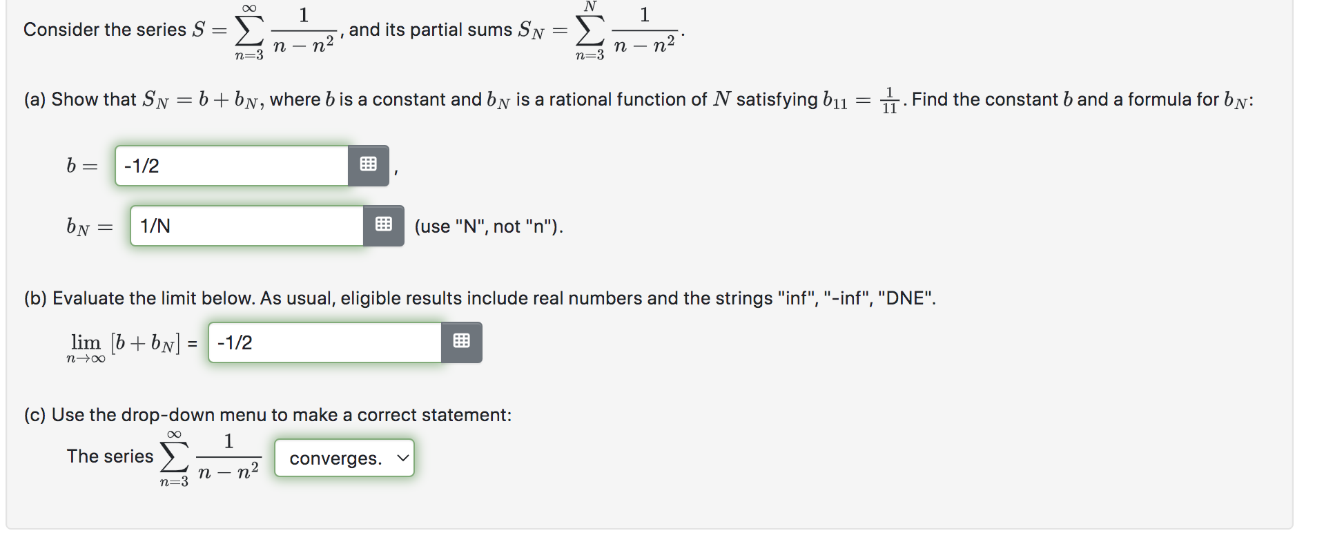 Solved Why Is B=-1/2 And Not 1/3? Consider The Series S, | Chegg.com