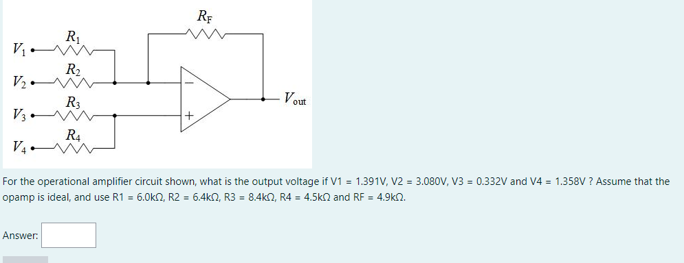 Solved For the operational amplifier circuit shown, what is Circuit Diagram