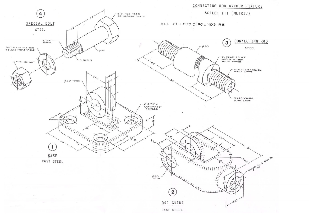 Solved One detailed drawing of each part (4 total | Chegg.com