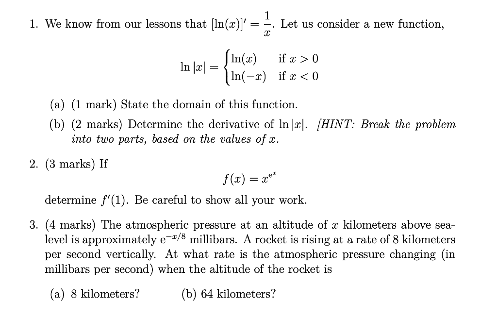 Solved 1 1 We Know From Our Lessons That Ln X Let Us Chegg Com