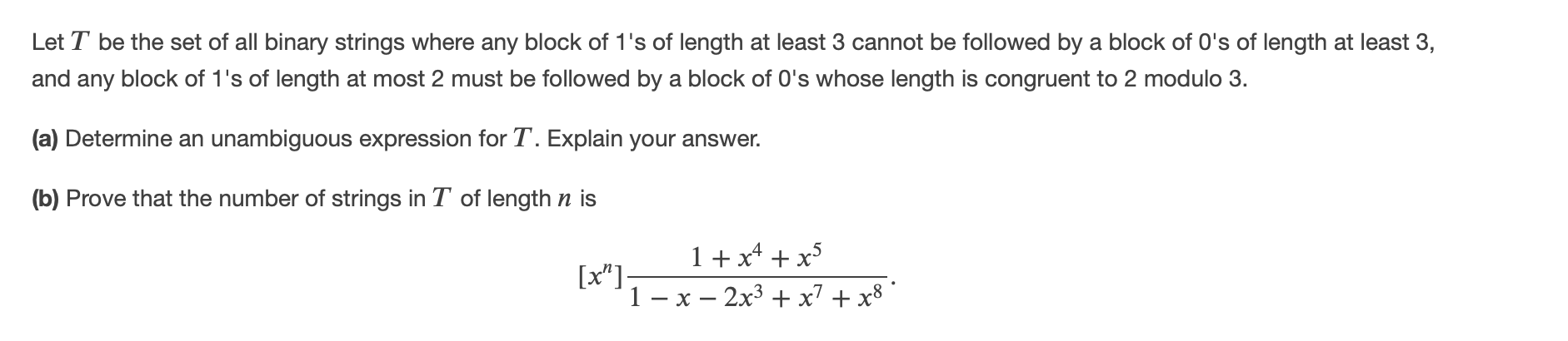 Let T Be The Set Of All Binary Strings Where Any | Chegg.com