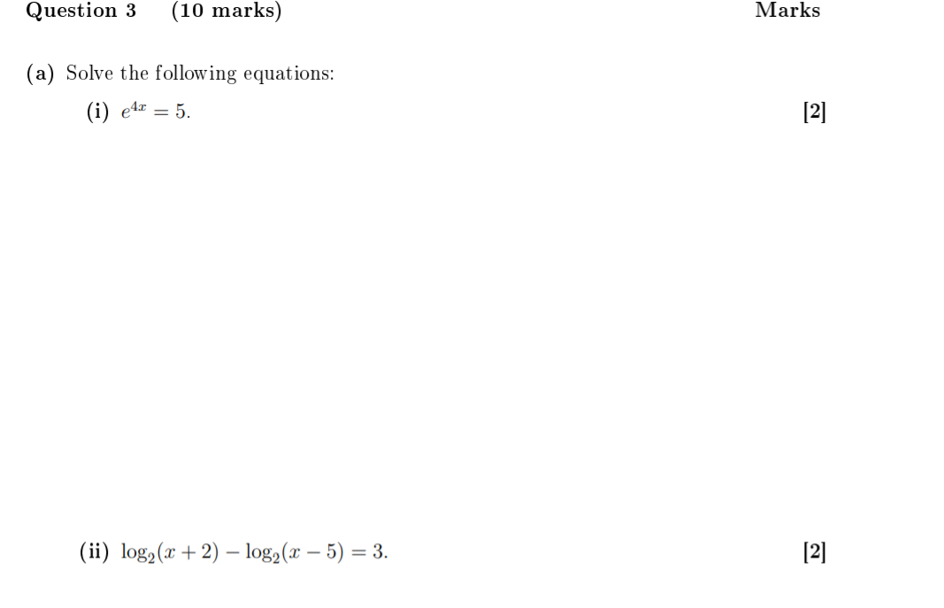 Solved Question 3 (10 marks) Marks (a) Solve the following | Chegg.com