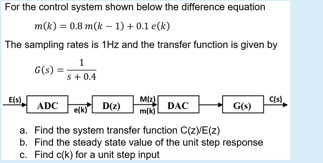 Solved For the control system shown below the difference | Chegg.com