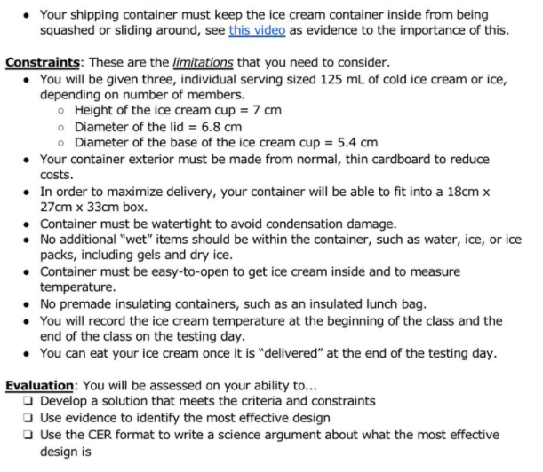 ENGINEERING DESIGN CHALLENGE: INSULATING ICE CREAM + | Chegg.com