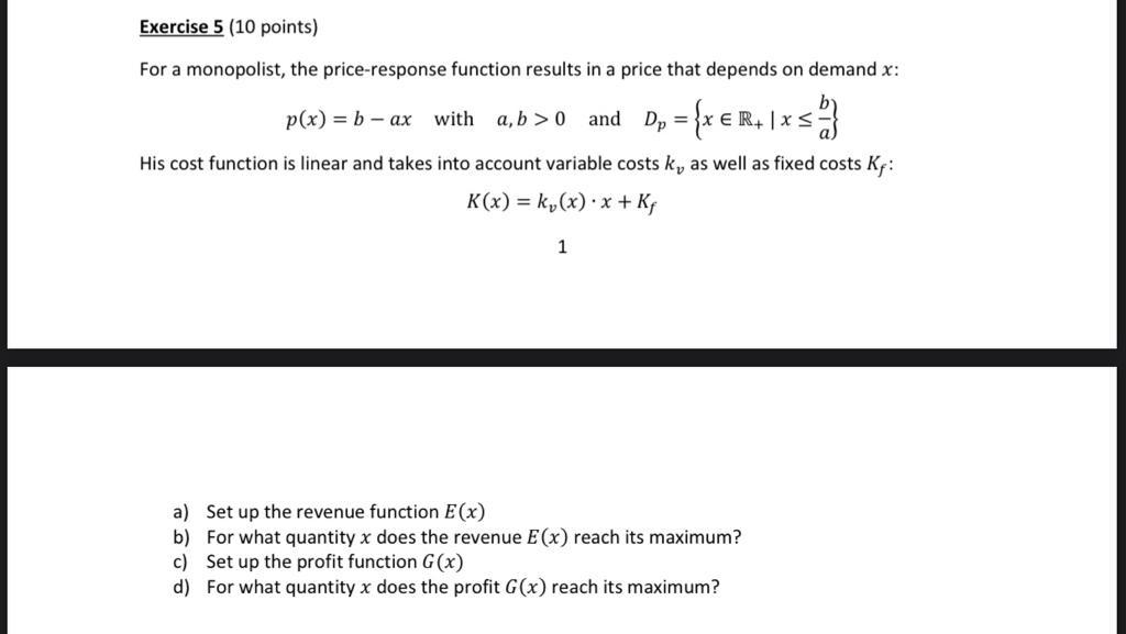 Solved For a monopolist, the priceresponse function results