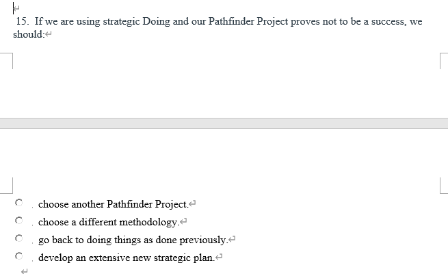Solved H 15. If we are using strategic Doing and our | Chegg.com