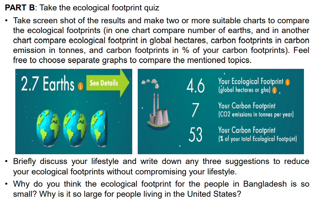 Solved PART B: Take The Ecological Footprint Quiz • Take | Chegg.com