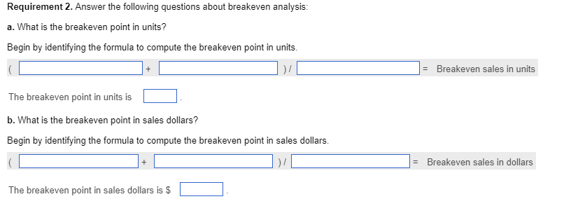 Solved 1 Requirements 1. Fill in the missing numbers in the | Chegg.com