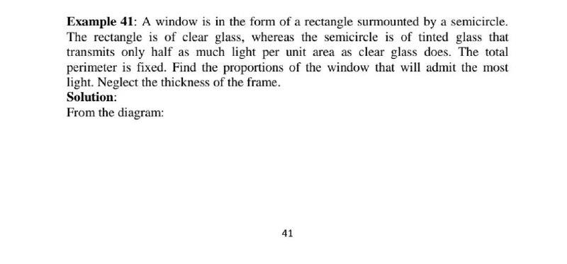 Solved Example 41: A window is in the form of a rectangle | Chegg.com