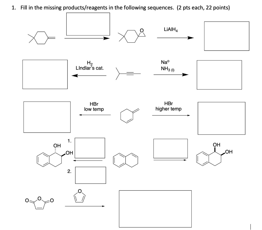 Solved 1 Fill In The Missing Productsreagents In The 0476