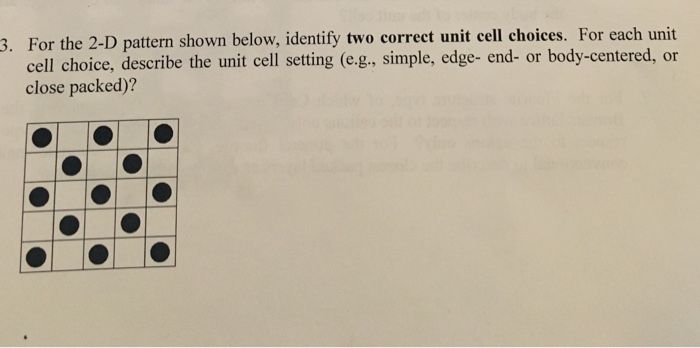 Solved 3. For the 2-D pattern shown below, identify two | Chegg.com