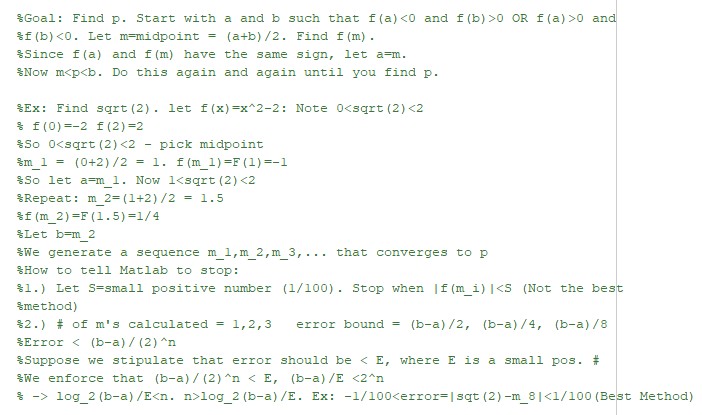 Solved Write A Matlab Program To Implement The Bisection | Chegg.com