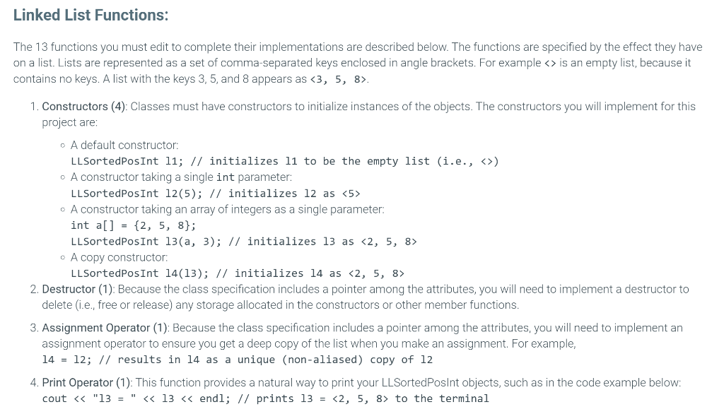 Solved Assignment: Complete a C++ class implementation for a | Chegg.com