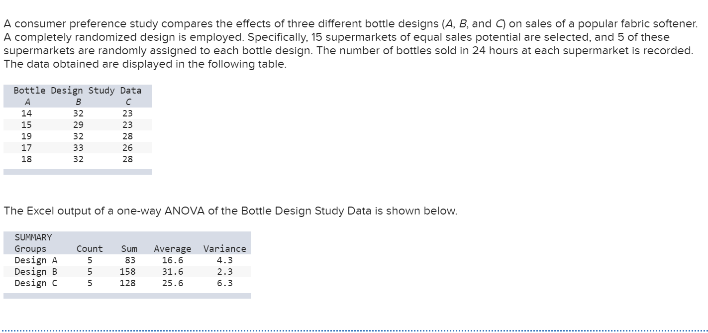 Solved A consumer preference study compares the effects of