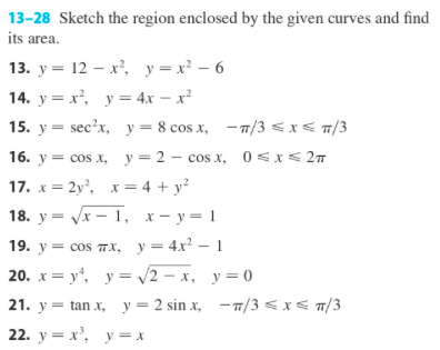 Solved 13-28 Sketch the region enclosed by the given curves | Chegg.com