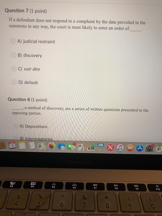 Solved Question 7 (1 point) If a defendant does not respond | Chegg.com