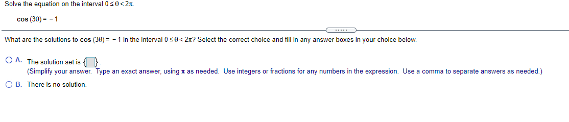 Solved Solve the equation on the interval