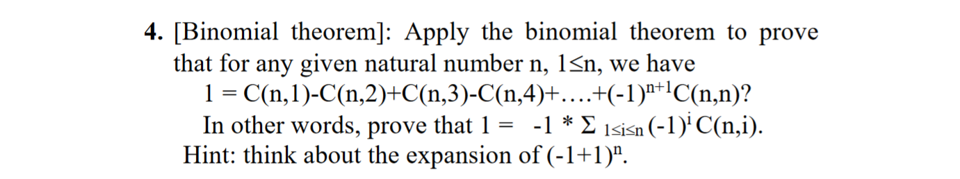 Solved n1 4. [Binomial theorem]: Apply the binomial theorem | Chegg.com