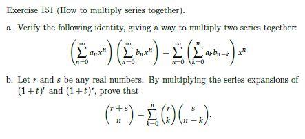 Solved Exercise 151 (how To Multiply Series Together). A. 