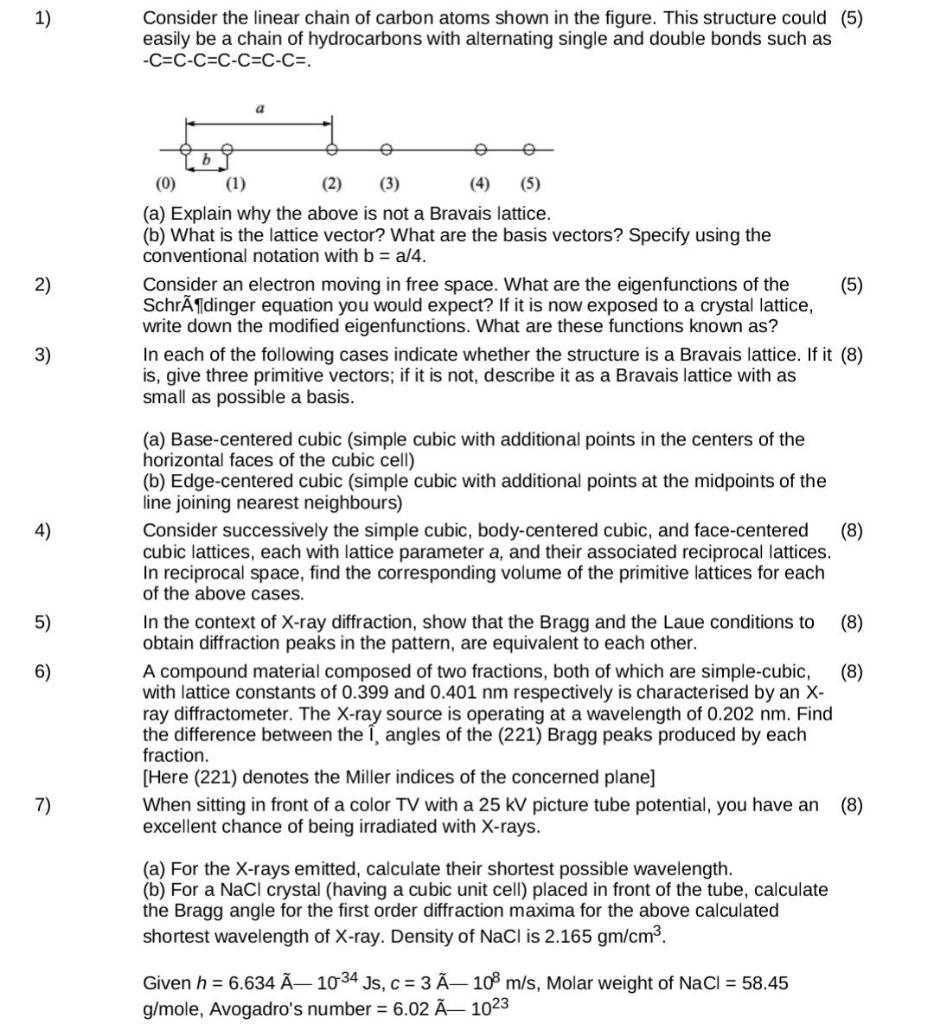 1 Consider The Linear Chain Of Carbon Atoms Shown Chegg Com