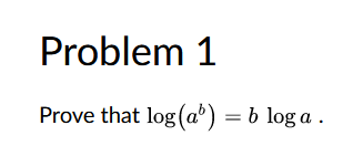 Solved Problem 1 Prove that log(a