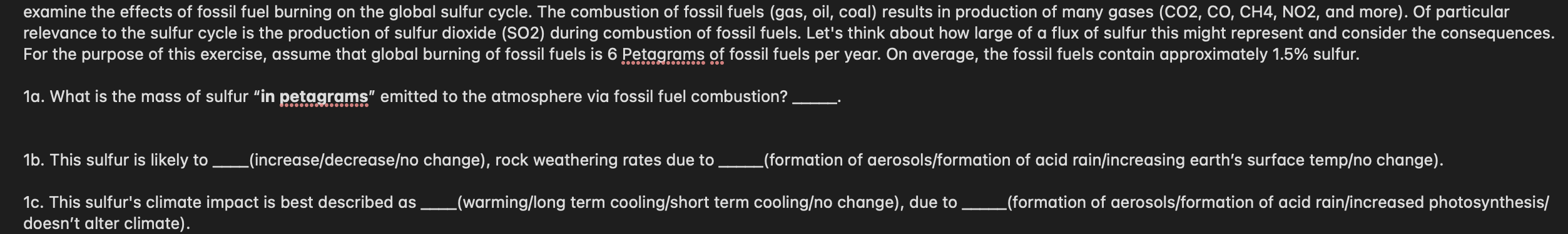 Solved examine the effects of fossil fuel burning on the | Chegg.com