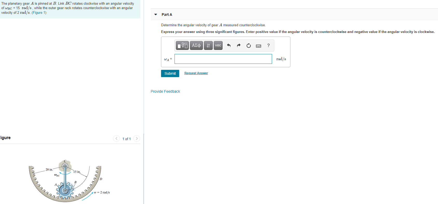 Solved The Planetary Gear A Is Pinned At B. Link BC Rotates | Chegg.com