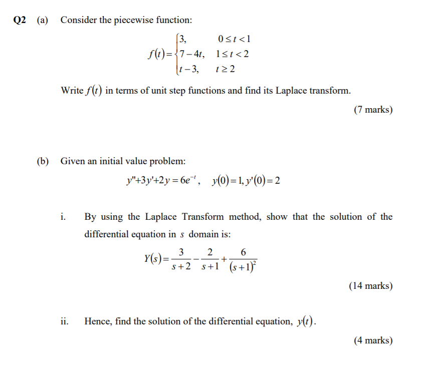 Solved Q2 (a) Consider the piecewise function: 3, 0 | Chegg.com