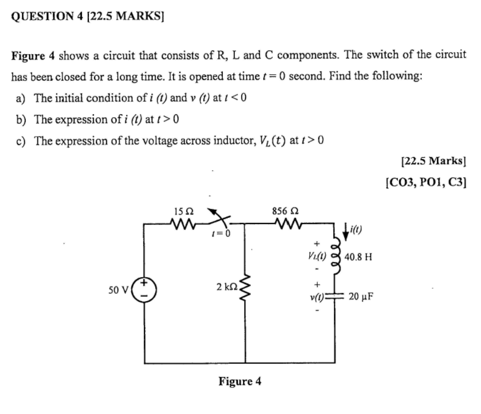 Solved QUESTION 4 [22.5 MARKS] Figure 4 Shows A Circuit That | Chegg.com