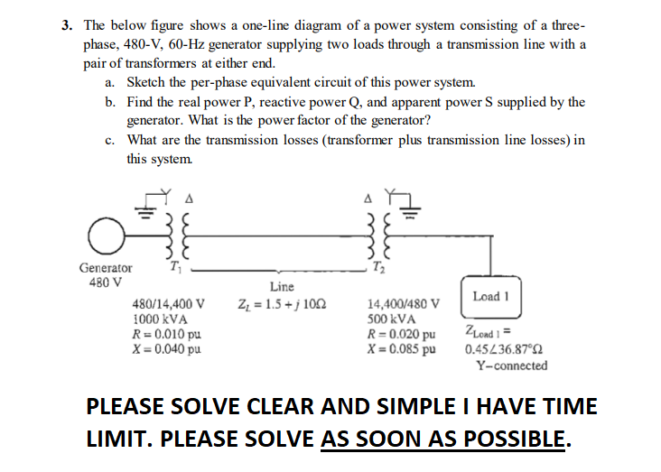 Solved 3. The below figure shows a one-line diagram of a | Chegg.com