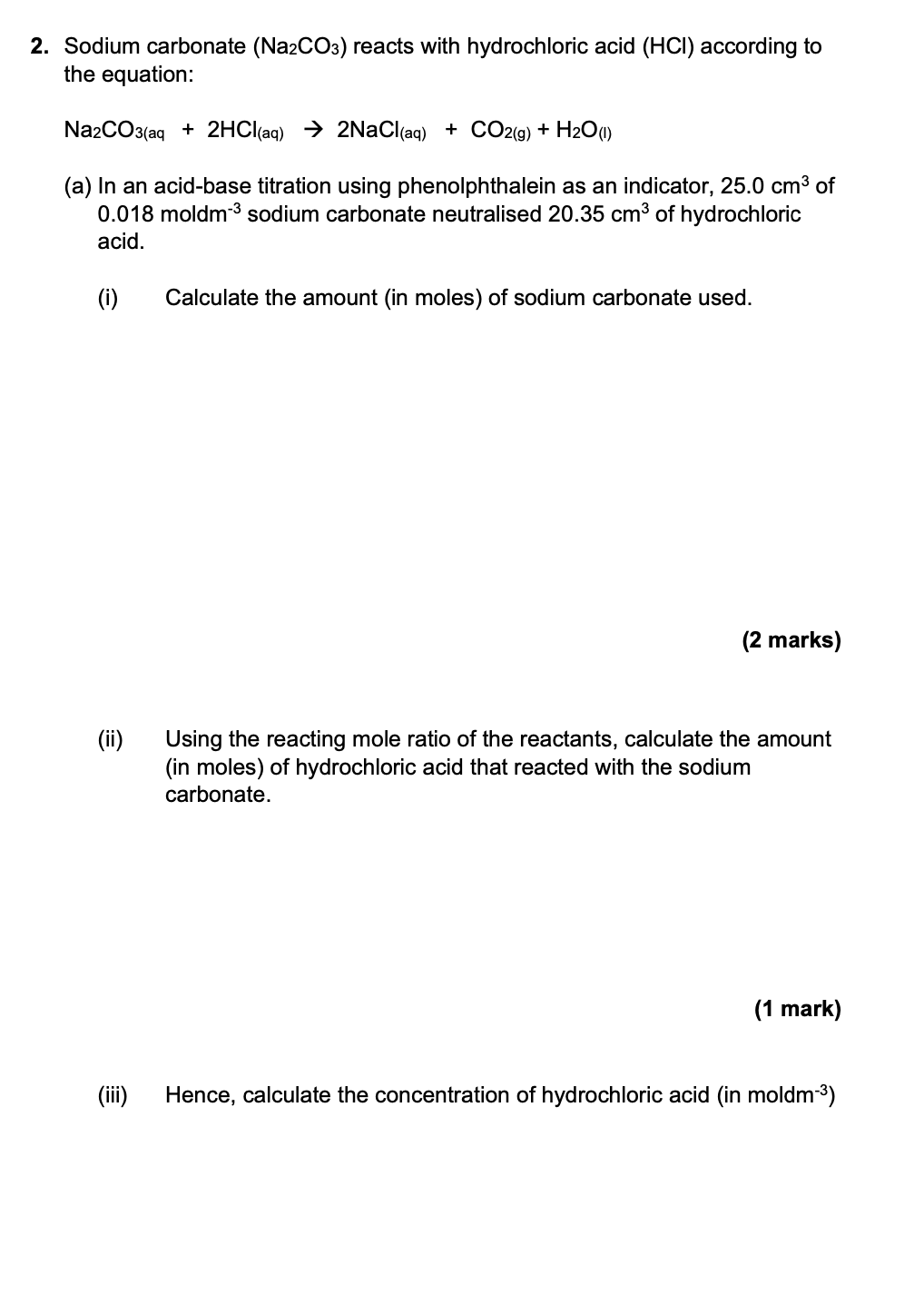 Solved 2. Sodium Carbonate (Na2CO3) Reacts With Hydrochloric | Chegg.com