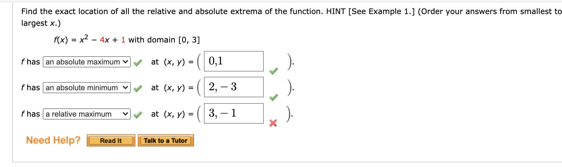 Solved Find the exact location of all the relative and | Chegg.com