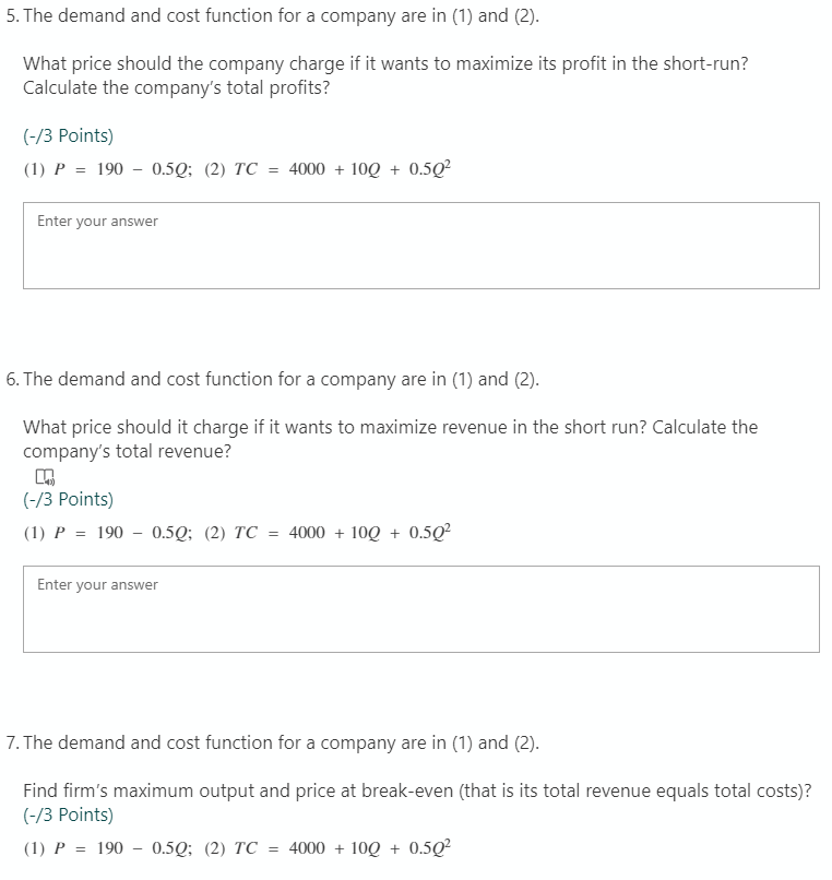 Solved 5. The demand and cost function for a company are in | Chegg.com