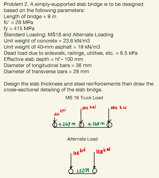 Solved Problem 2 A Simply Supported Slab Bridge Is To Be Chegg Com