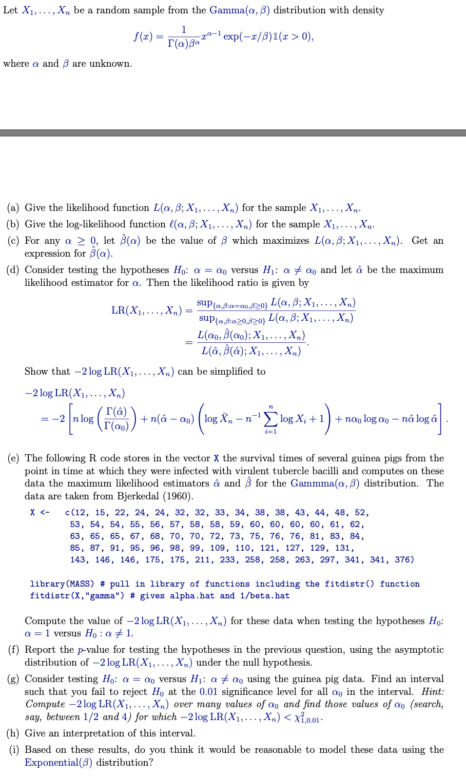 Let X1 Be A Random Sample From The Gamma A Chegg Com