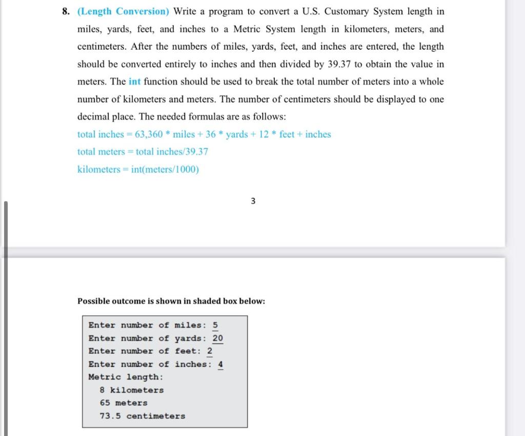 Solved 12. (Length Conversion) Write a program to convert a  Chegg.com