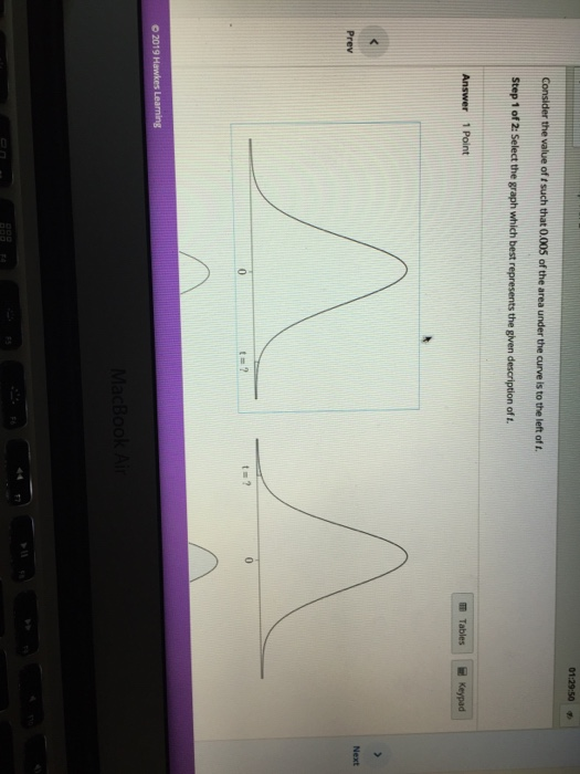 Solved 01:29:50 Consider the value of t such that 0.005 of | Chegg.com